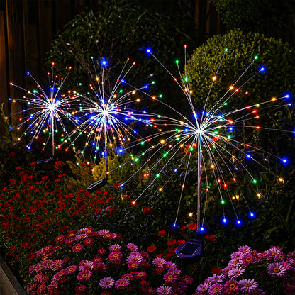 Outdoor solar garden lights with starburst design and multiple lighting modes