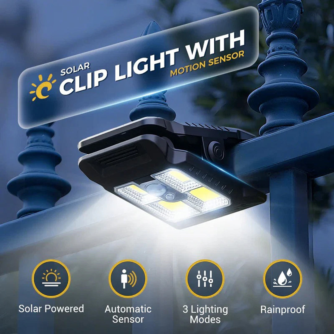 Solar powered LED glow lights installed on a balcony for outdoor security