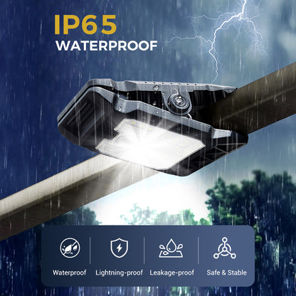 Waterproof LED glow light illuminating a backyard with motion activated lighting